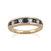 9ct Yellow Gold 0.49ct Sapphire & Diamond Half Eternity Ring