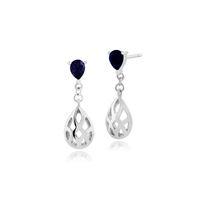 9ct White Gold 0.44ct Sapphire Drop Earrings