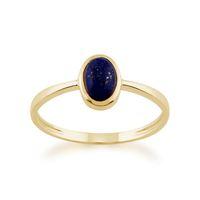 9ct Yellow Gold 0.56ct Lapis Lazuli Single Stone Oval Framed Ring