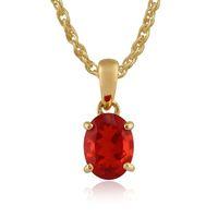9ct Yellow Gold 0.79ct Fire Opal Oval Single Stone Pendant on Chain