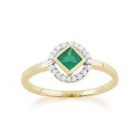 9ct Yellow Gold 0.27ct Emerald & Diamond Ring