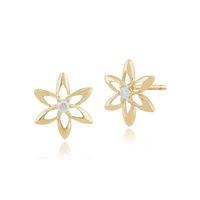 9ct Yellow Gold 0.06ct Diamond Spring Starflower Stud Earrings