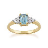 9ct yellow gold 068ct blue topaz diamond single stone ring