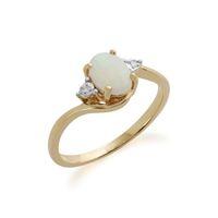 9ct Yellow Gold 0.47ct Opal & Diamond Ring