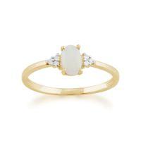 9ct Yellow Gold 0.29ct Opal & Diamond Ring