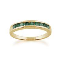 9ct yellow gold channel set 044ct emerald half eternity ring