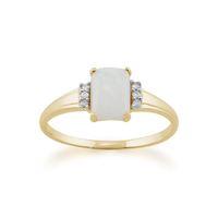 9ct yellow gold 058ct opal diamond octagon shaped ring