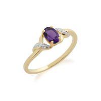 9ct Yellow Gold 0.39ct Amethyst & Diamond Ring