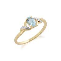 9ct Yellow Gold 0.56ct Blue Topaz & Diamond Ring