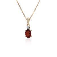 9ct yellow gold 055ct garnet diamond oval pendant on 45cm chain