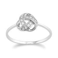 9ct White Gold Diamond Love Knot Ring