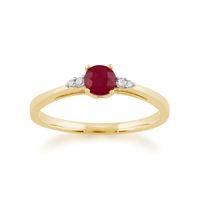 9ct Yellow Gold 0.34ct Ruby & Diamond Solitaire Ring