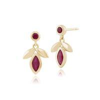 9ct Yellow Gold 0.42ct Ruby Drop Earrings