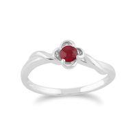 9ct White Gold 0.27ct Ruby Floral Ring