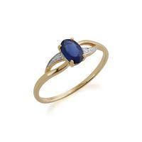 9ct Yellow Gold 0.57ct Blue Sapphire & Diamond Ring