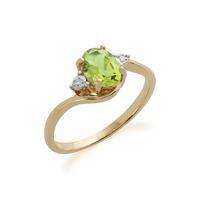 9ct Yellow Gold 0.86ct Peridot & Diamond Ring