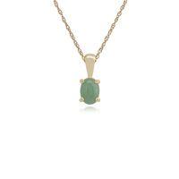 9ct Yellow Gold Jade Oval Pendant Necklace on 45cm Chain