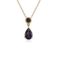 9ct Yellow Gold 1.80ct Mystic Green Topaz Pendant on 45cm Chain