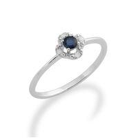 9ct White Gold 0.14ct Sapphire & Diamond Floral Ring