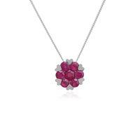 9ct white gold 050ct ruby floral cluster pendant on 45cm chain