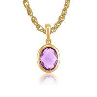 9ct Yellow Gold 1.05ct Natural Amethyst Oval Frame Pendant on 45cm Chain