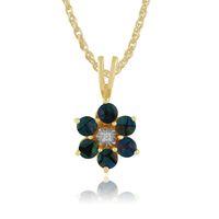 9ct Yellow Gold 0.36ct Triplet Opal & Diamond Floral Pendant on Chain