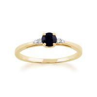 9ct Yellow Gold 0.33ct Sapphire & Diamond Solitaire Ring