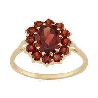 9ct yellow gold 200ct natural garnet classic oval cluster style ring