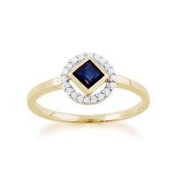 9ct Yellow Gold 0.34ct Sapphire & Diamond Ring