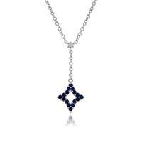 9ct White Gold 0.17ct Blue Sapphire & Diamond Star 45cm Necklace