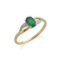 9ct Yellow Gold 0.47ct Emerald & Diamond Ring