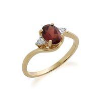 9ct Yellow Gold 0.93ct Garnet & Diamond Ring