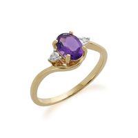 9ct Yellow Gold 0.71ct Amethyst & Diamond Ring