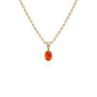 9ct Yellow Gold Fire Opal Oval Pendant Necklace on 45cm Chain