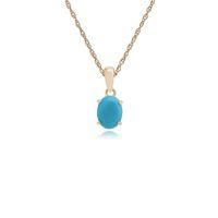 9ct Yellow Gold 0.86ct Turquoise Oval Single Stone Pendant on Chain