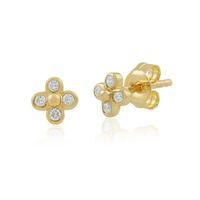 9ct Yellow Gold 8pt Diamond Floral Stud Earrings