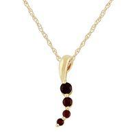 9ct Yellow Gold 0.26ct Garnet Contemporary Four Stone Pendant on Chain