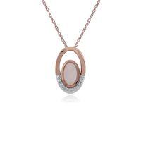 9ct Rose Gold 0.15ct Opal & Diamond Pendant on 45cm Chain