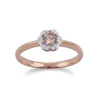 9ct rose gold 018ct morganite diamond floral ring