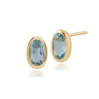 9ct Yellow Gold 0.56ct Blue Topaz Framed Stud Earrings