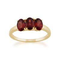 9ct Yellow Gold 1.66ct Mozambique Garnet Trilogy Ring