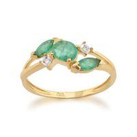 9ct yellow gold 060ct natural emerald diamond classic ring