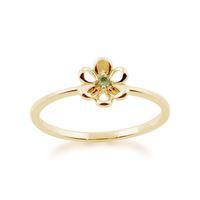 9ct Yellow Gold 0.02ct Peridot Stackable Floral Ring