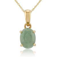 9ct yellow gold 132ct 4 claw set jade cabochon oval pendant on chain