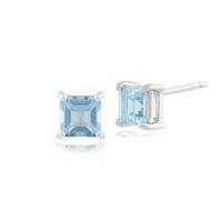 9ct white gold 072ct blue topaz single stone square stud earrings 4x4m ...