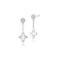 9ct White Gold 0.04ct Diamond Star Drop Earrings