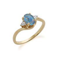 9ct Yellow Gold 0.68ct Triplet Opal & Diamond Ring