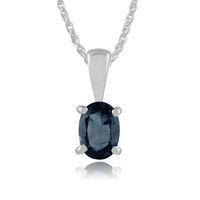 9ct White Gold 1.11ct Oval Blue Kanchanaburi Sapphire Pendant on 45cm Chain