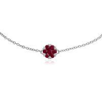 9ct White Gold 0.39ct Ruby Floral Cluster 19cm Bracelet