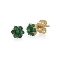 9ct Yellow Gold 0.34ct Emerald Floral Stud Earrings 5mm